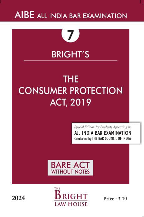 Consumer Protection Act, 2019 (English) Bare Act (Without Notes) For All India Bar Examination